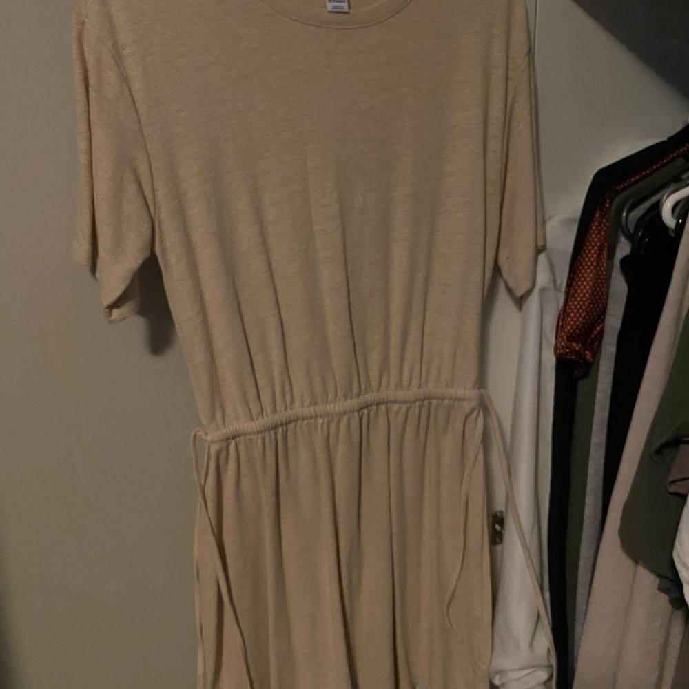 Old Navy Short Sleeve Crewneck Tee Dress - Light Beige